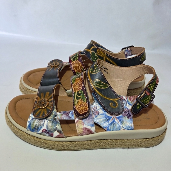 L'artiste Yahima Espadrilles Boho Multicolor Floral Casual Platform Sandal Sz 38 - Picture 5 of 11